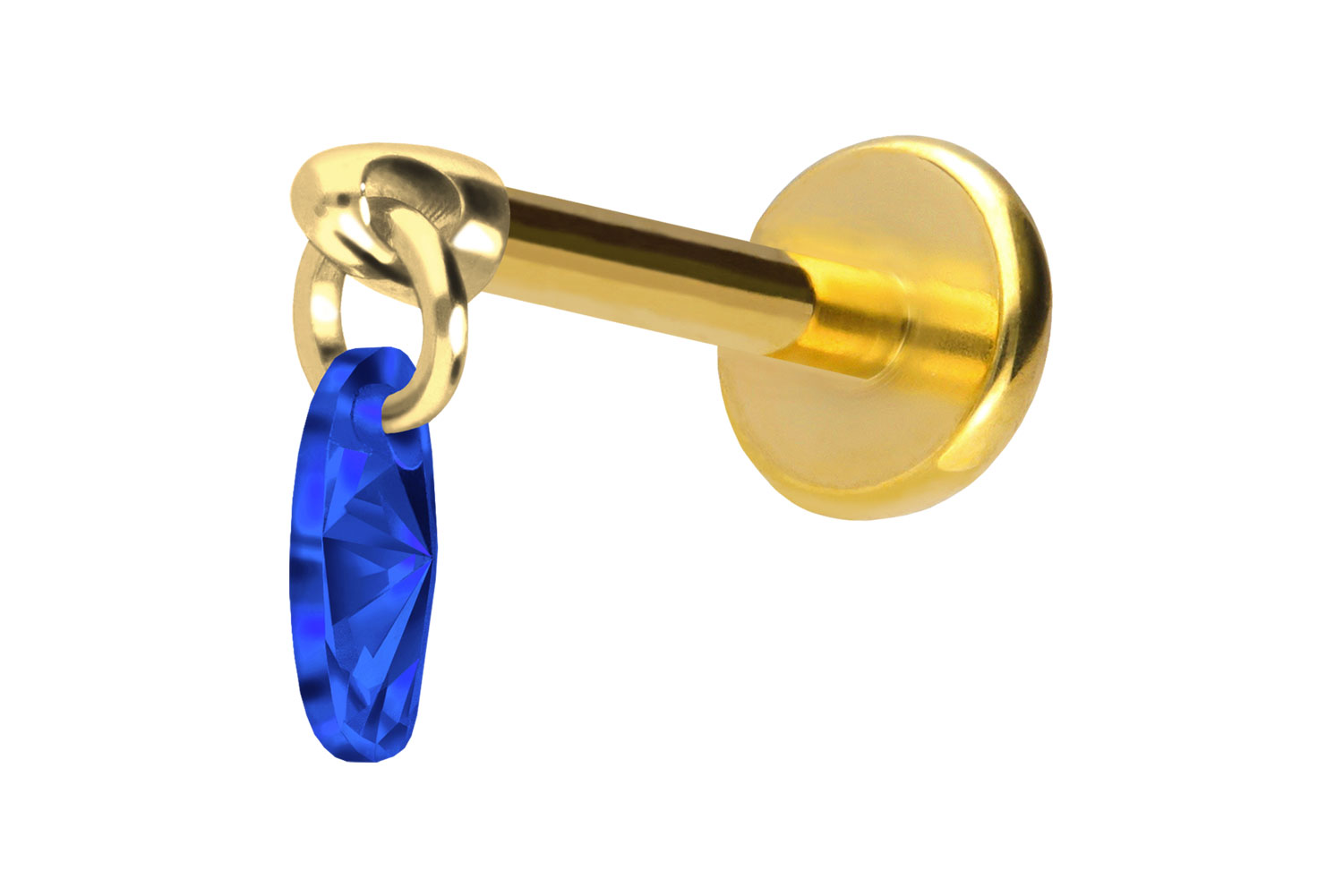 Titan Labret Piercing mit Push Fit KRISTALLOVAL